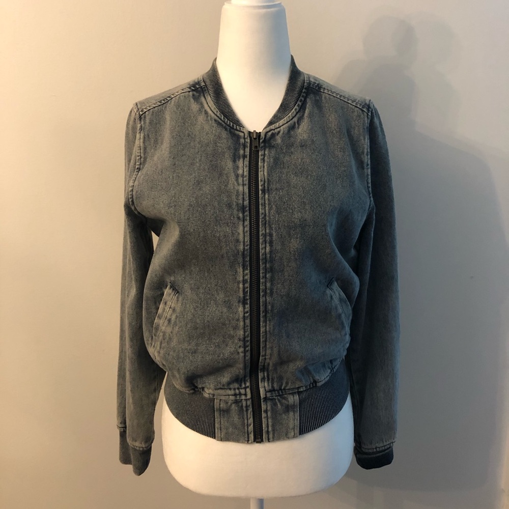 Iris Zipped Denim Bomber Jacket
